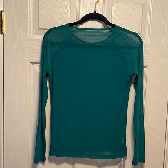 Mangopop Tops - Mangopop Deep Green Long Sleeve Sheer Top…size L